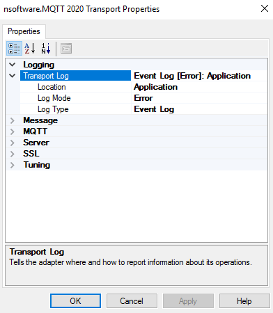 MQTT Logging Properties