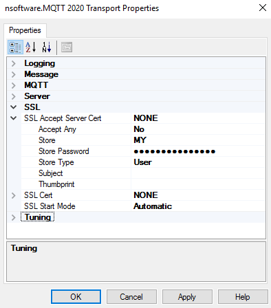 MQTT Logging Properties