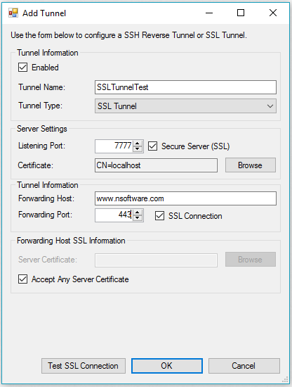 SSL Tunnel Configuration